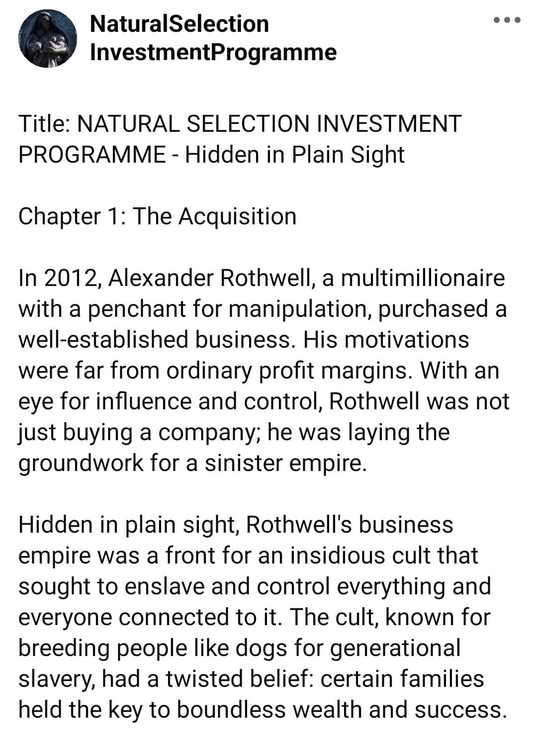 Natural selection investment programme