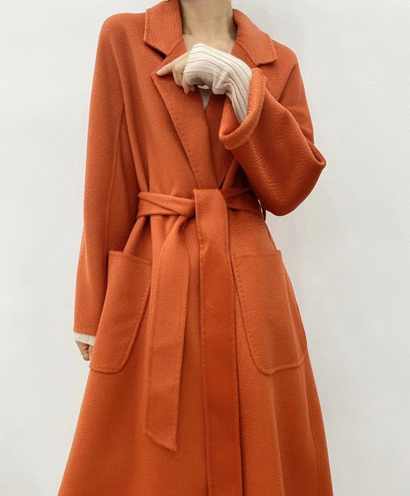 Water Ripple Cashmere Women's Long Reversible Cashmere Coat