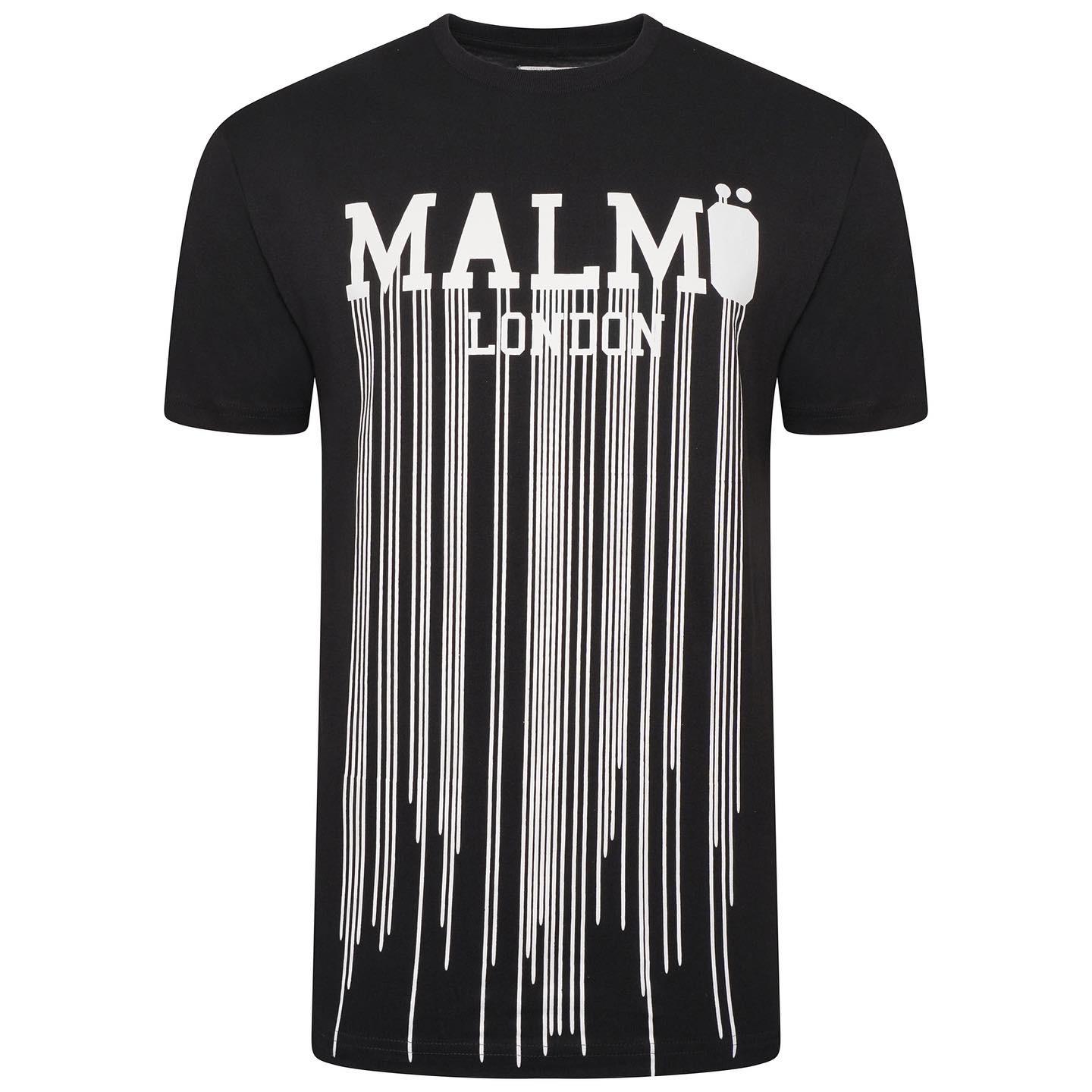 Malmo London White T-shirt with Black artistic drips