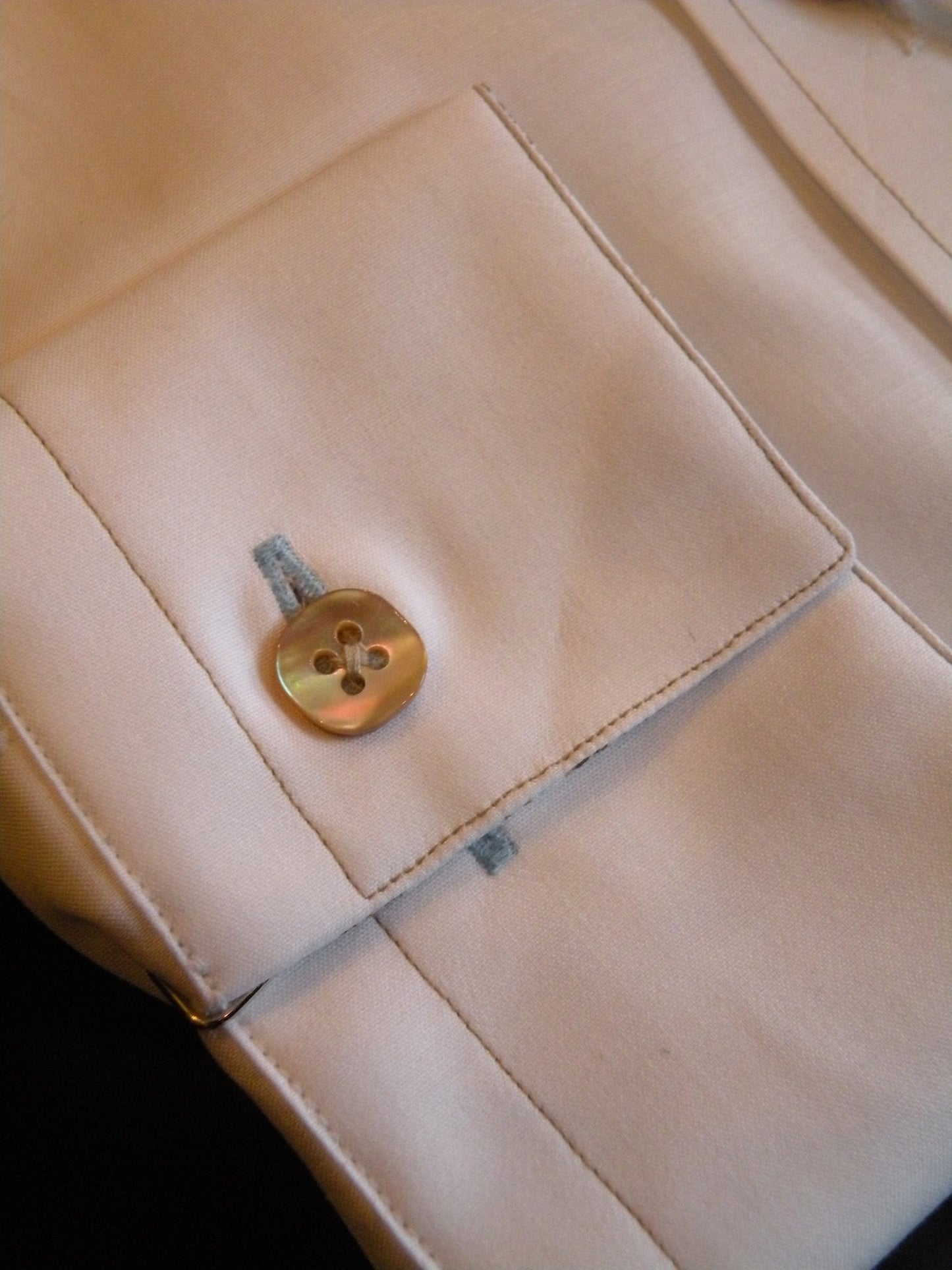 Cut Away White Luxury Twill Collar with Sq Mother of Rose Pearl Buttons & Floral Under Collar & outstanding stitching throughout