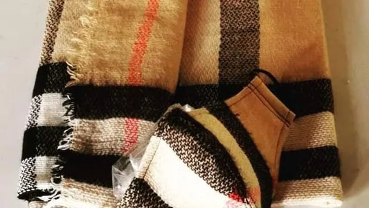 Up-Cycled Original 100% Cashmere BURBERRY Matching Bespoke Mask & Scarf