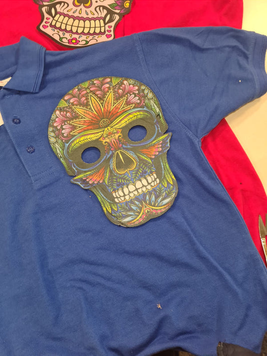 Sacred Geometric 💀 Edgy Artistic striking coloured one-of-a-kind intricate Skull piece design t-shirt